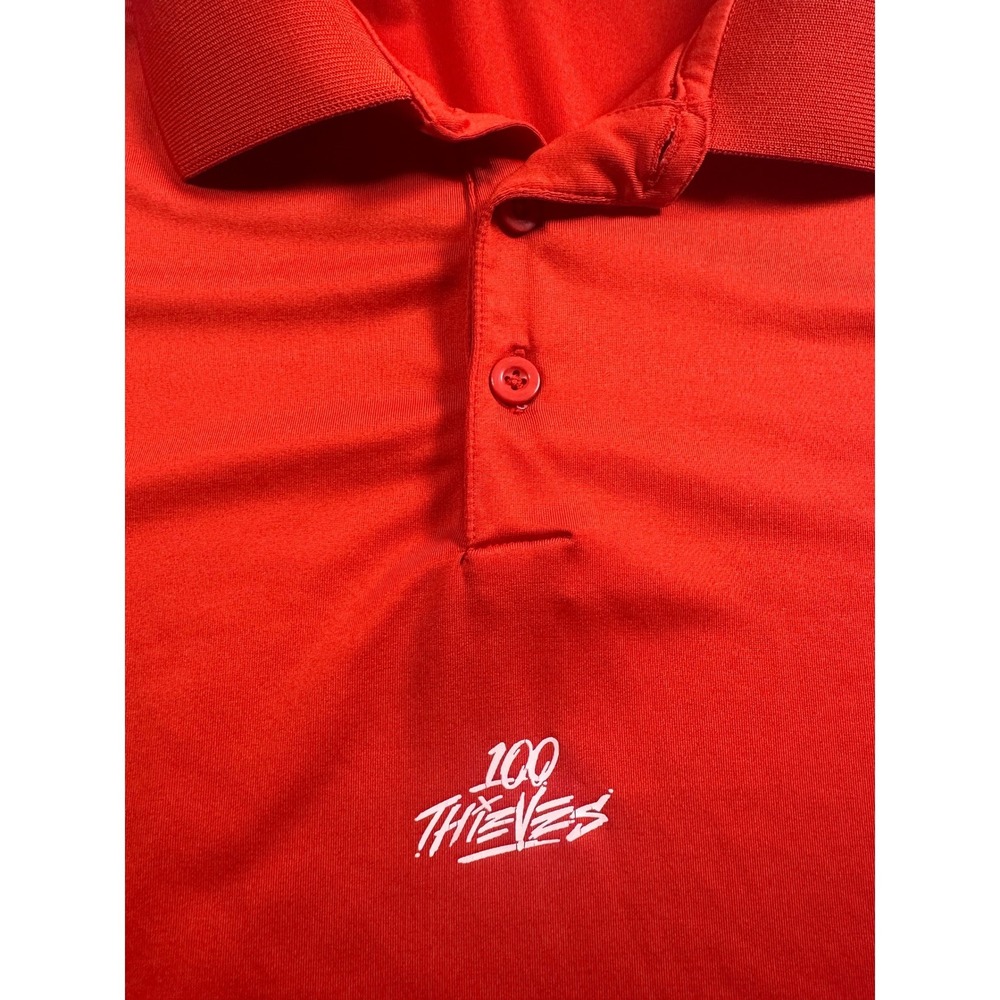 100 Thieves Mens Performance Polo Shirt Red Short Sleeve Embroidered Logo Large - Picture 3 of 12